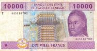 p110Tb from Central African States: 10000 Francs from 2002